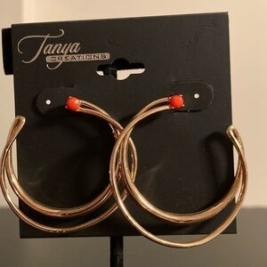 Tanya Creations gold and red double hoops.